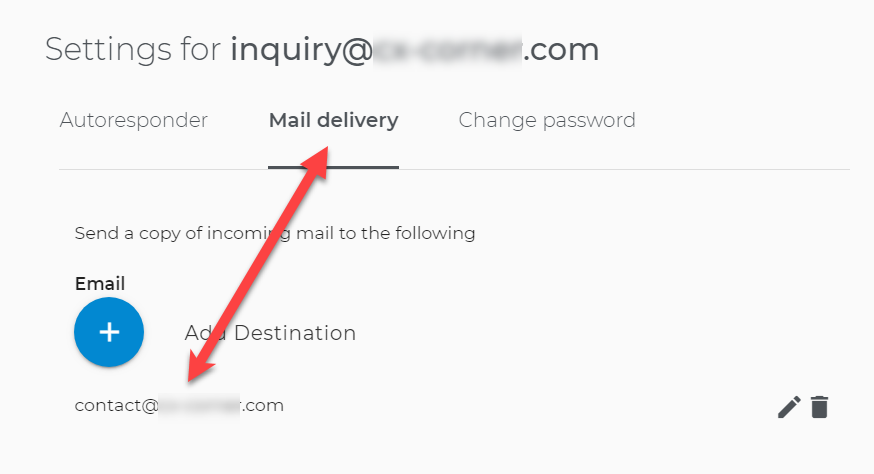 Mail delivery tab